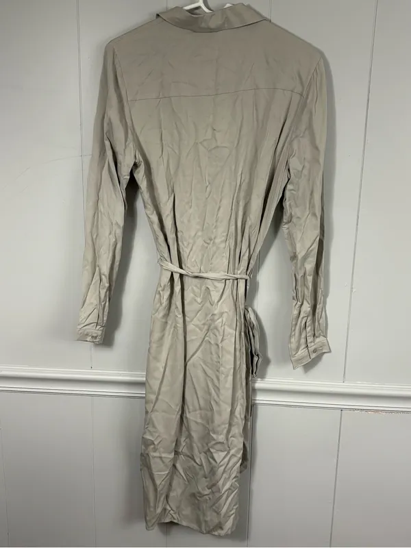 NWT Vila Vidania Gray Belted Shirt Dress MIDI 40 Front Button Spring Work Party - Image 7