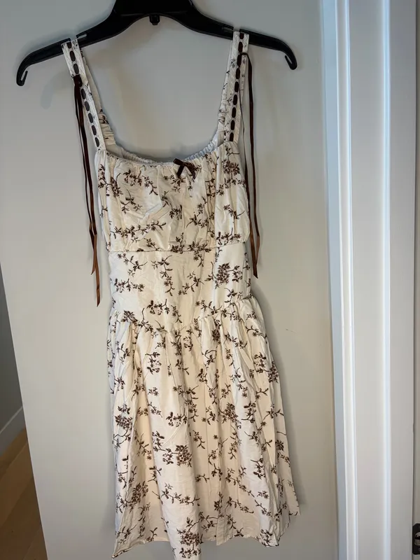 NWT Liberty Love Floral Milkmade Mini Dress with Ribbon Strap and Smocked back. Size Medium. - Image 2