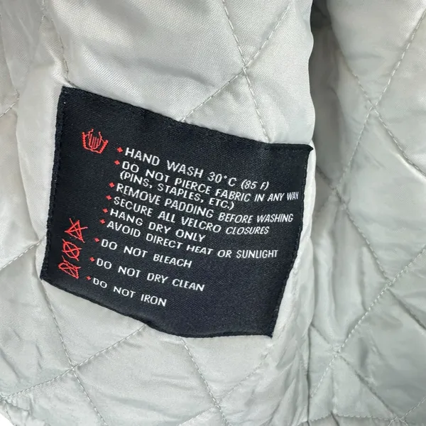 Castle Streetwear White Gray Full Zip‎ Lined Mock Neck Motorcycle Jacket Size 10 - Image 15