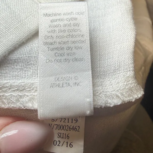 Athleta Womens White‎ 100% Linen Drawstring Crop Pants Large 54023 - Image 10