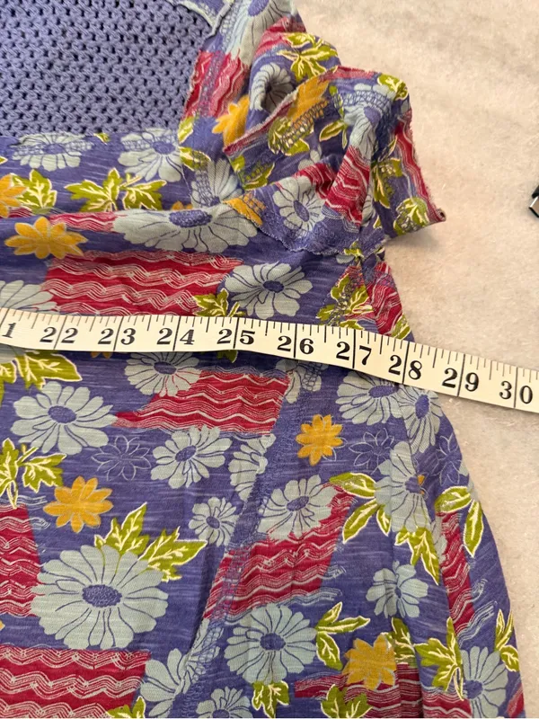 NWOT We The Free Size S Floral Crochet Panel Boho Top Cotton Short Sleeve Flowy - Image 10