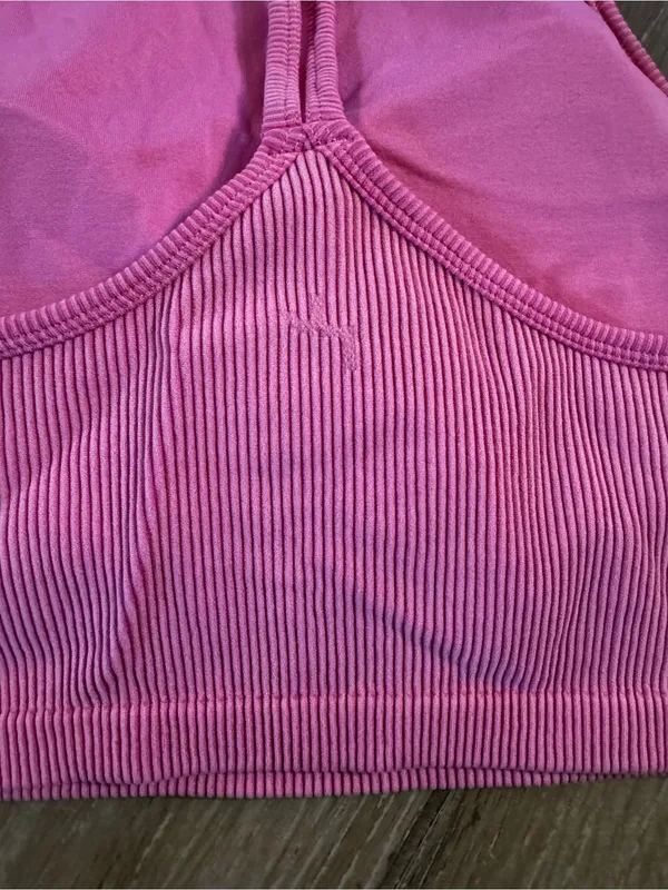 JoyLab Ribbed High-Neck Sports Bralette in Pink - Image 4
