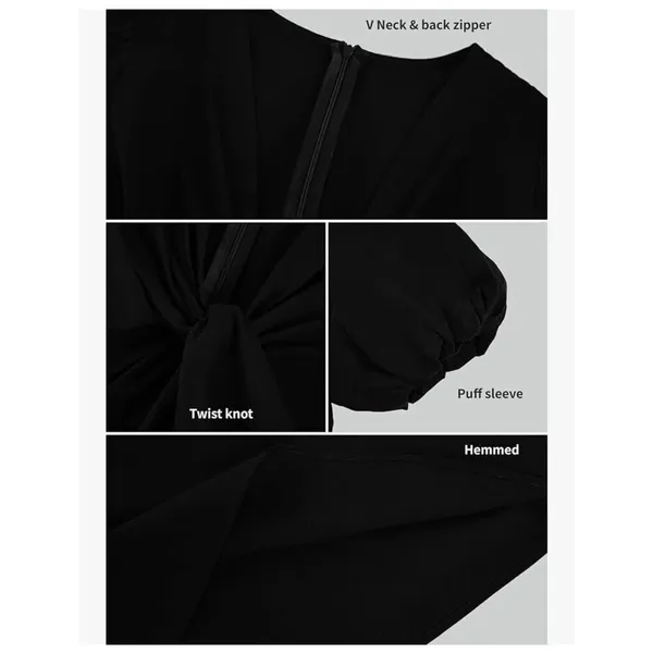 NEW 100% Cotton Puff Sleeve Twist Front V Neck Maxi Dress L - Image 6