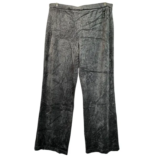 Charter Club Gray Velour Wide Leg Lounge Pants XL High Rise Cotton Blend - Image 2