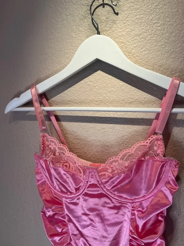 Pink Satin Corset Top Size Small - Image 3