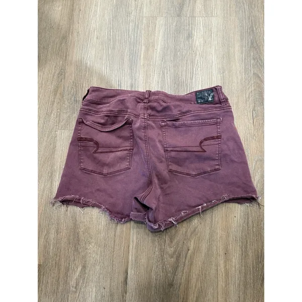 American Eagle Shorts Womens Size 14 Super Stretch Raw Hem Plum‎ Purple - Image 2