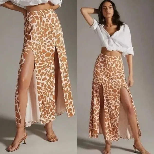 Anthropologie Maeve Printed High Slit Maxi Skirt Size 4 - Image 2