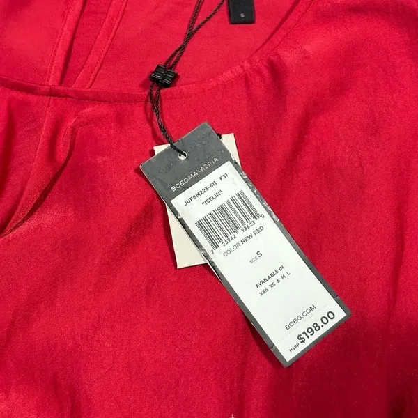 BCBGMAXAZRIA Red Iselin Midi Drape Dress Size Small - Image 12