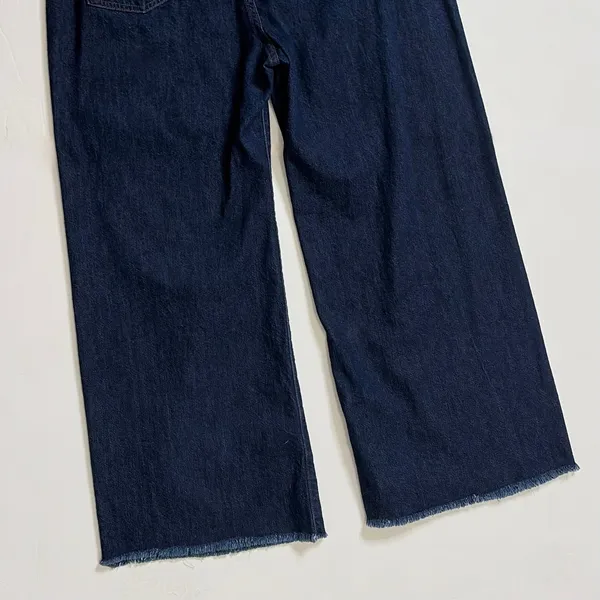 VERONICA BEARD Grant Wide Leg Jean Indigo Blue High Rise Button-Fly Raw Hem 31‎ - Image 9