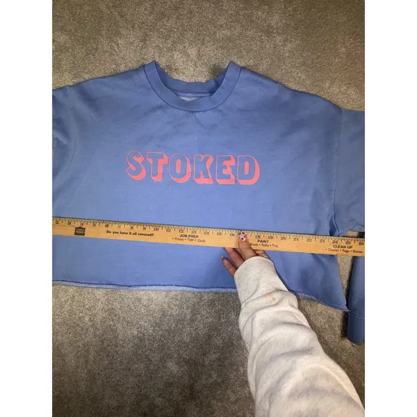 Billabong Cropped Stocked Sweatshirt Blue Pink Medium Relaxed Fit - Image 7