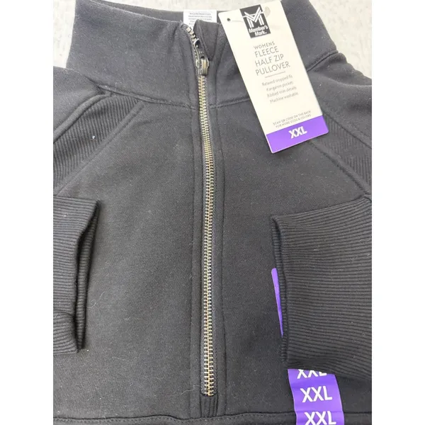 Members‎ Mark Womens Fleece Half Zip Pullover Black Relaxed Cropped XXL New - Image 2