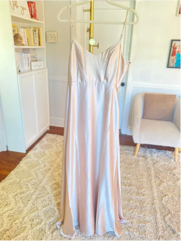 Show Me Your Mumu Satin Maxi Slip‎ Dress Champagne Quiet Luxury Bridesmaid Clean - Image 2