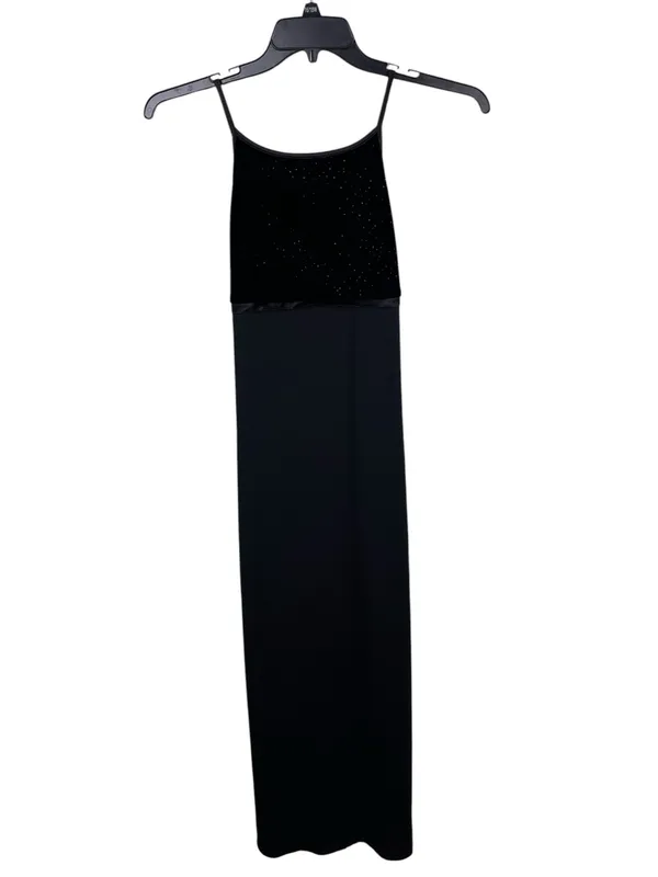 Vintage Y2K Byer Too Sparkly Black Velvet Top Maxi Slip Dress Small Whimsigoth - Image 12