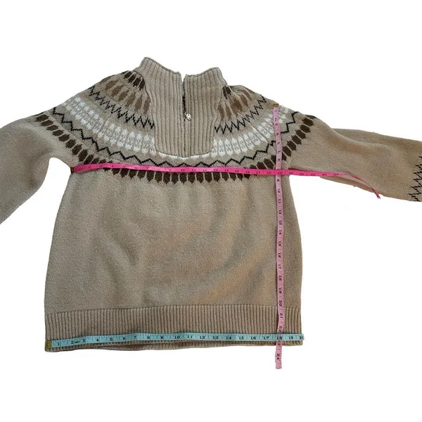 Adrienne Vittadini Fair Isle Sherpa Collar Sweater XL Cozy Quarter Zip - Image 6