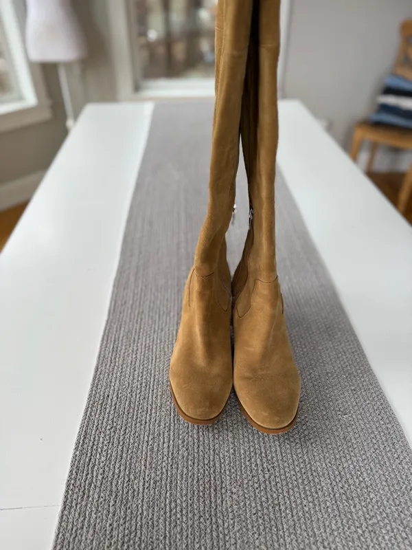 Marc Fisher Tan Suede Over the Knee Tall Boots Size 8.5 Wide Calf - Image 6