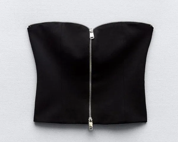 ZARA Black strapless zipper top never worn - Image 6