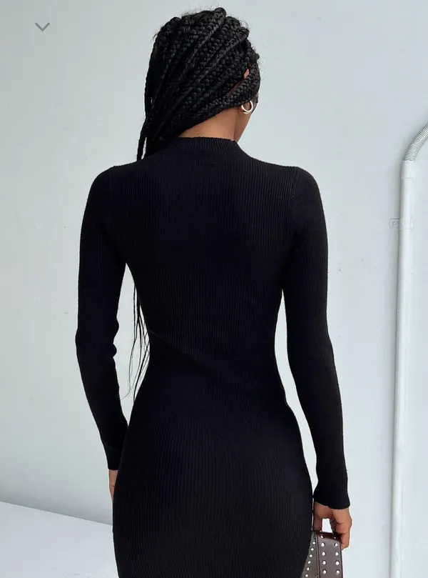 Princess Polly Black Long Sleeve Dress - Image 3