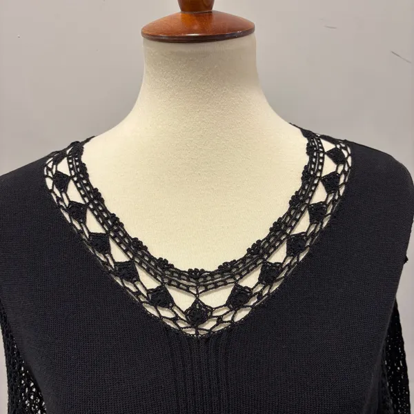 Whimsigoth goth black lace sleeve top mesh Sleeves, see through, size medium - Image 4