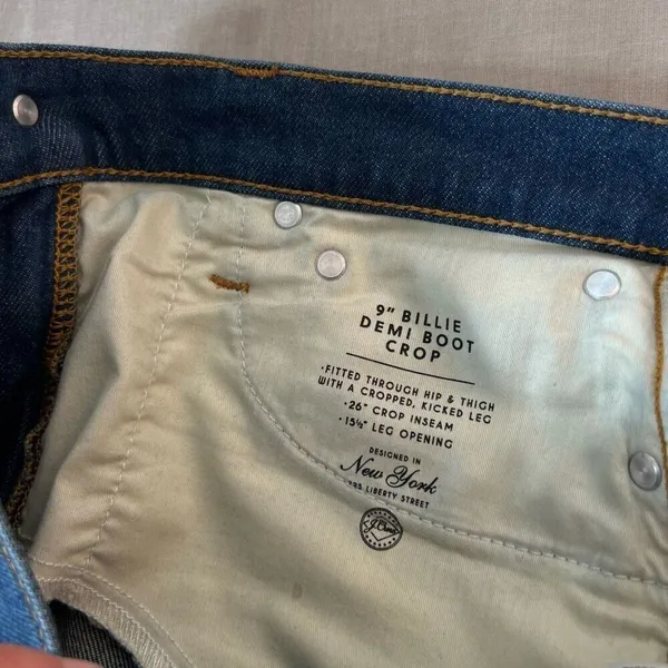J. Crew Blue Whiskered Cutoff Hem 9 Inch Billie Demi Boot Crop Jeans Size 27 - Image 10