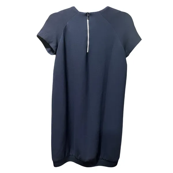 Zara Trafaluc Navy Cocoon Shift Dress Zip Pocket Minimalist Medium - Image 3