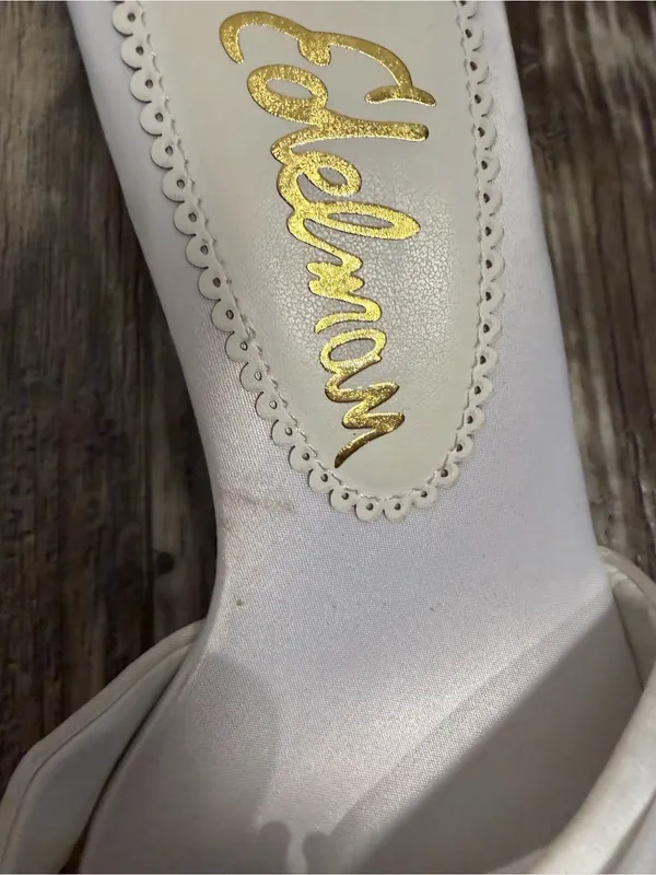 NWOB Sam Edelman White Satin Bridal Kitten Heel Slide with Crystal Brooch Size 6 - Image 13