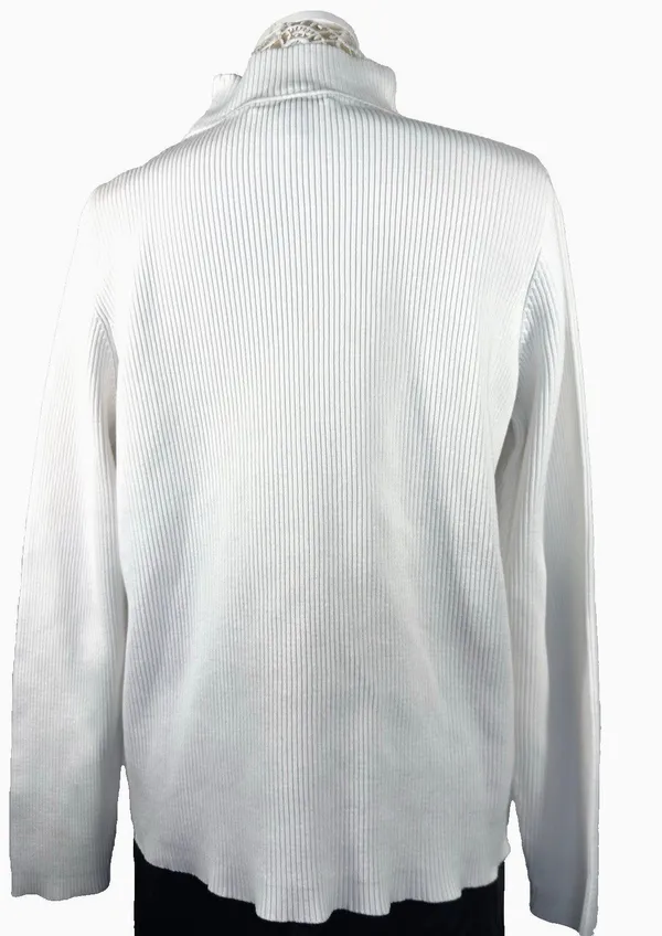 Lauren Ralph Lauren Women’s XL White Ribbed Turtleneck Sweater Logo Stretch - Image 6