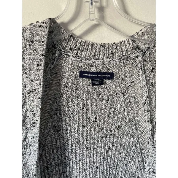 American Eagle Outfitters Rope Long Cardigan Sweater Black White Size Medium - Image 5