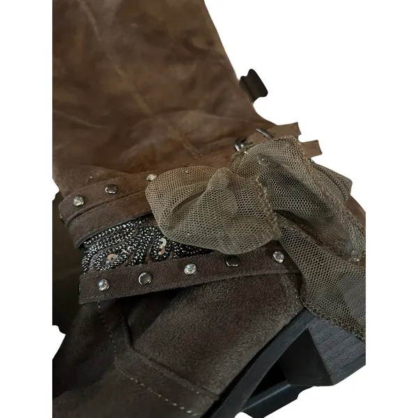 Not‎ Rated Boots Womens 7.5 Pull On 1/2 Zip Riding Boot Brown Faux Leather - Image 2