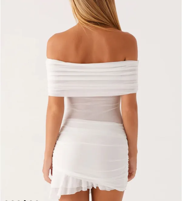 Peppermayo Nelly off-shoulder white mini dress white size 2 - Image 3
