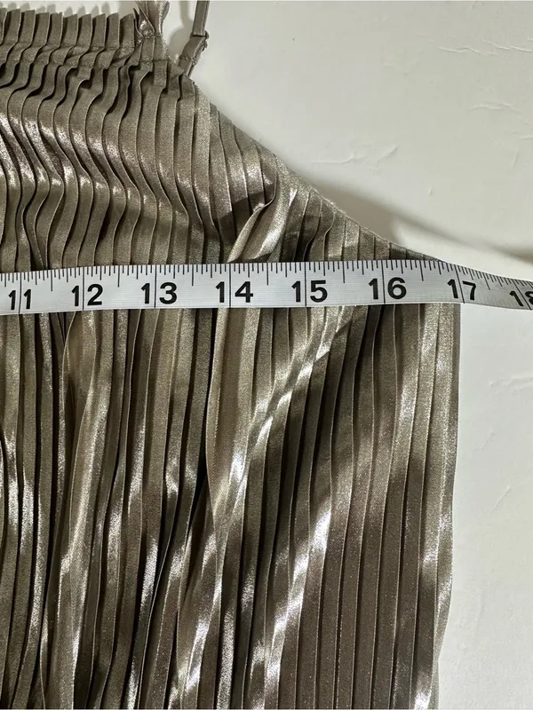 Banana Republic Metallic Silver Pleated Midi Dressy Womens Sz 10 - Image 10
