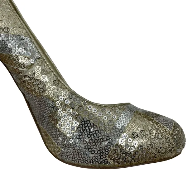 Aldo Glicken Sequins Glitter Pumps Metallic Gold Silver Size 39 - Image 4