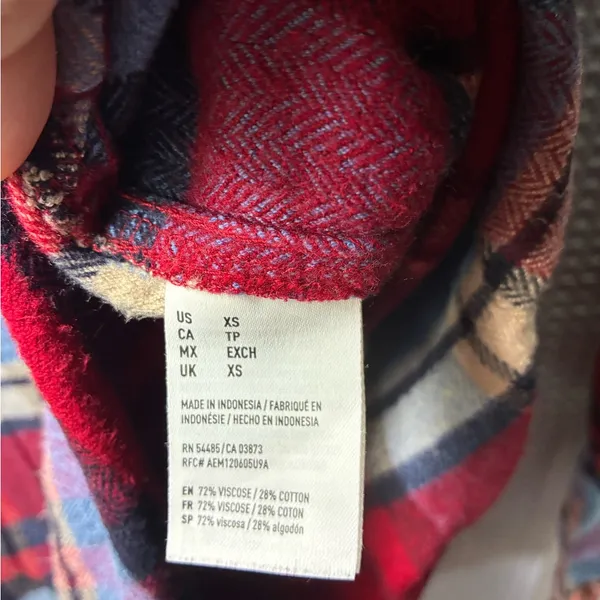 American Eagle Ahh-mazingly soft Red and Blue Plaid Shirt women’s size XSmall - Image 4