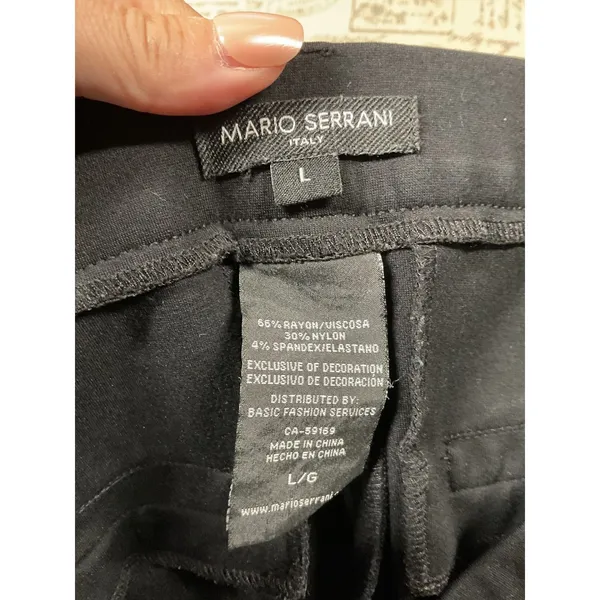 Mario Serrani Womens Pants Black Stretch Slim Leg Work Trousers Size Large - Image 5