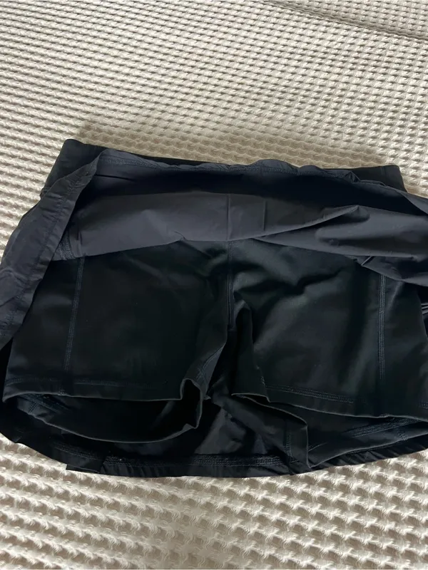 Black Active Mini Skirt with Built-In Shorts - Image 2