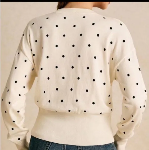 Maeve Cream Cardigan with Black Polka Dots - Image 5