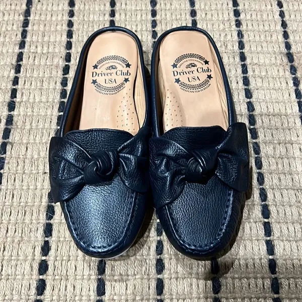 Drivers Club‎ USA California Navy Leather Mules A20 - Image 7