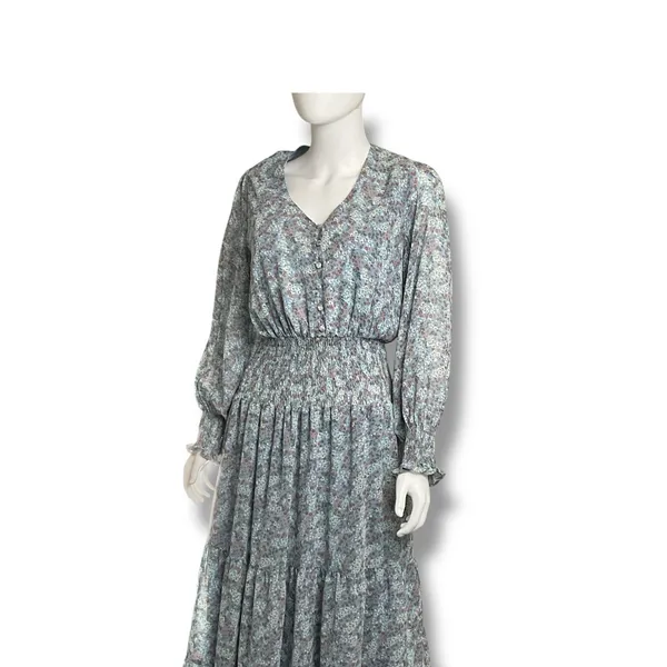 Entro Boho Prairie Tiered Smocked Cuff & Waist Maxi Dress Size‎ Medium - Image 4