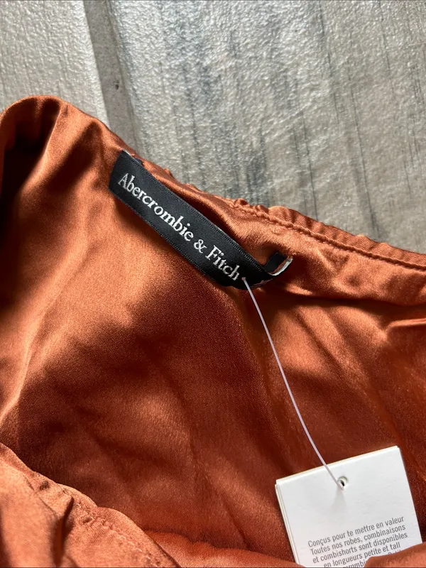 Abercrombie & Fitch Copper One-Shoulder Pleated Maxi Dress - Image 2