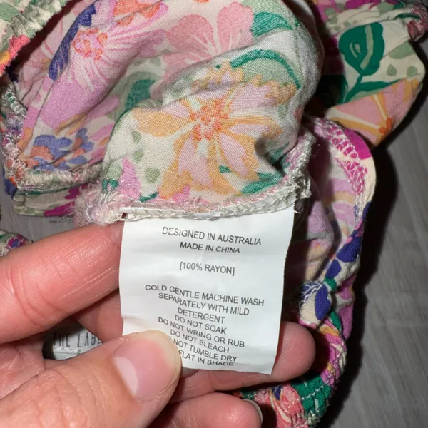 Anthropologie Abel the Label Floral Pink & Cream Puff sleeve crop size small - Image 6