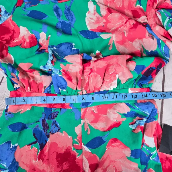 Lulu's Sweetest‎ Song Green Floral Print Backless Long Sleeve Romper M NEW - Image 7