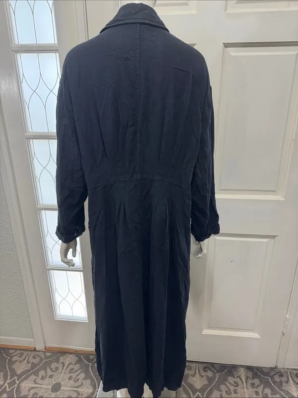 Free People Sweet Melody Trench Coat Black Lightweight Slouchy Linen Blend S-M - Image 11