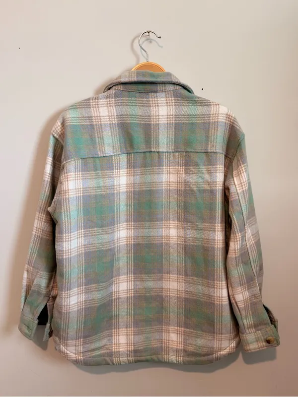 Ladies Plaid Flannel Button Up Shacket Womens Medium Long Sleeves Fall Colorful - Image 3
