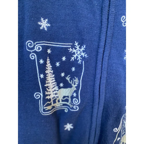 Southern Lady Snowflake Sweater Vest Christmas Navy Blue Embroidered Parisian M - Image 5