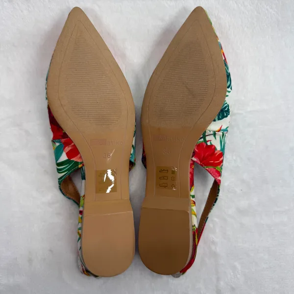 Matiko‎ Hawaiian Print Slingback Flats Pointed Toe Tropical Floral Shoes Size 36 - Image 7