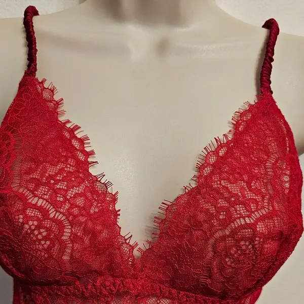 Lace Longline Bralette Red Women's Size L 11207908 - Image 3