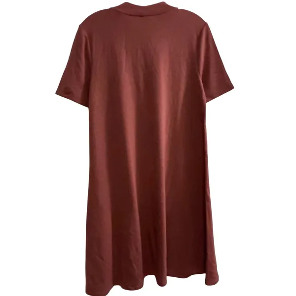 LOFT Outlet Mock Neck Short‎ Sleeve Midi Dress Rust Red Size Medium Brown - Image 2