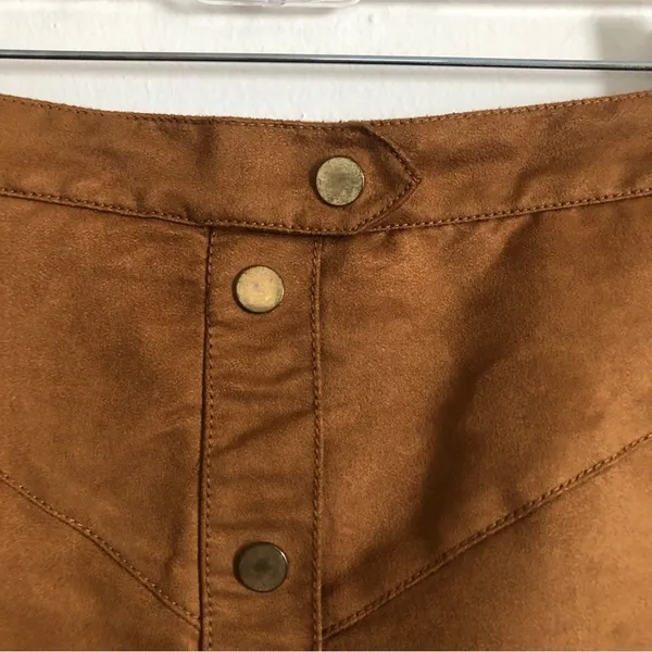 H&M Vegan Faux Leather Suede Button Front High Rise Mini Skirt 10 - Image 4
