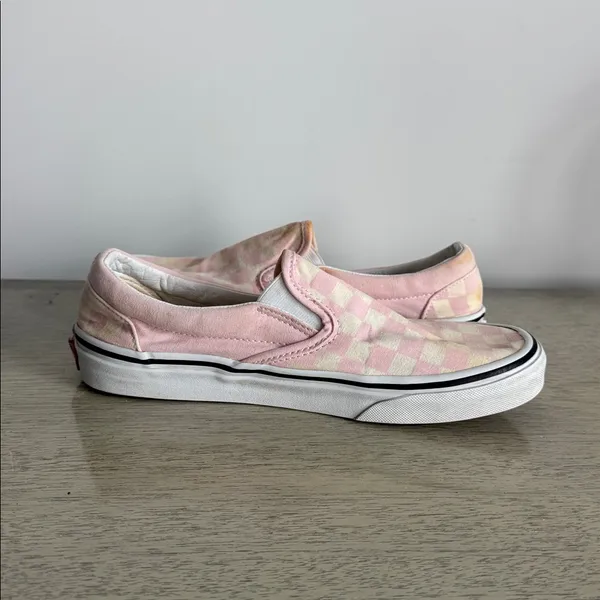 Vans Pink and Off White Checkered Slip-On Flats Size 7.5 - Image 8