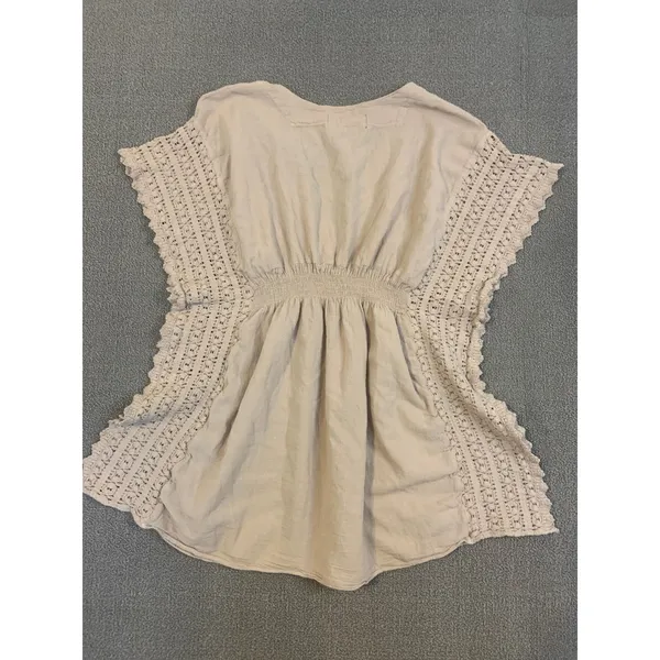 Seaspice Resort Wear Isla Baby Beige 100% Peruvian Cotton Crochet Tunic Mini S - Image 7