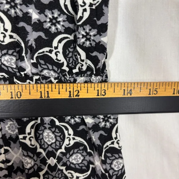 Maxi Dress Womens L Black‎ White Boho Chic Global-Print Tribal Halter Flowy - Image 8